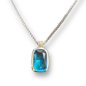 Joan Rivers Turquoise Lucite Stone Pendant Necklace